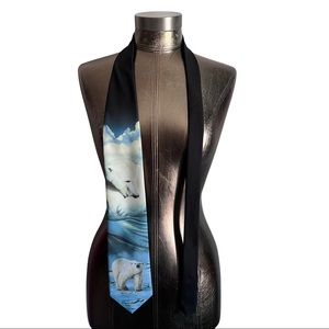 D’em Crazy Men’s Blue Polar Bear Novalty Necktie